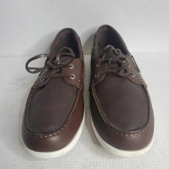 OLD NAVY Boat Shoes Size 11 FAUX LEATHER BOAT CLASSIC BROWN SLIP ON - Picture 3 of 7